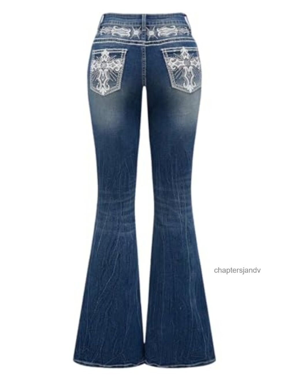 SOLY HUX Women's Flare Jeans Embroidered Bell Bottom Denim Pants Y2K
